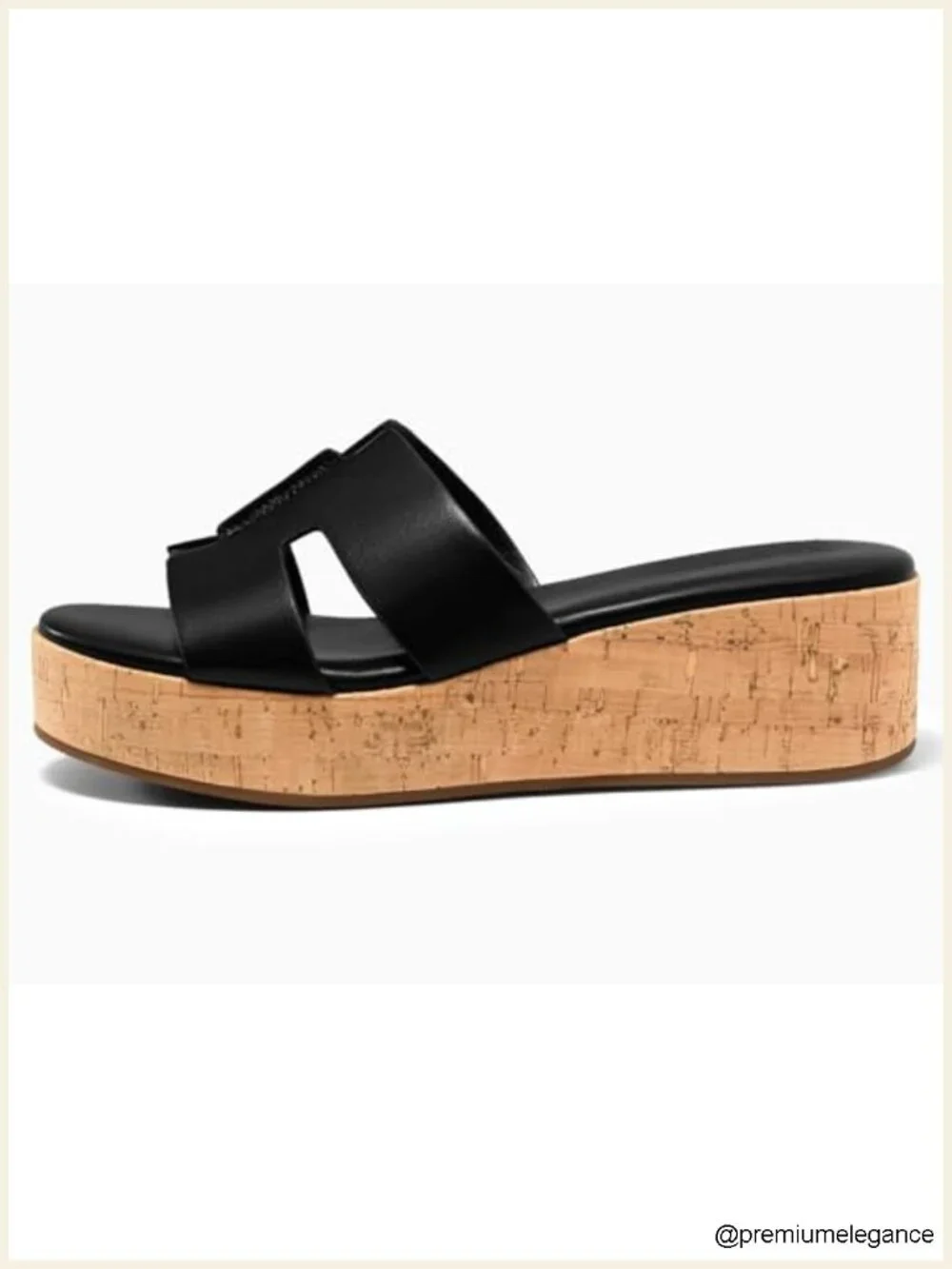 Women's Platform Wedge Sandals Open Toe Slip On Slides Cork Heeled Cutout